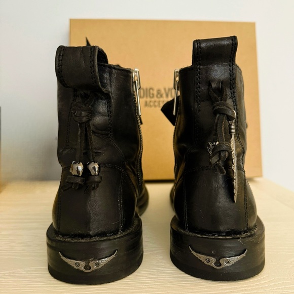 Zadig & Voltaire Laureen Roma Leather Combat Boots – Size 40 (Noir) - Picture 7 of 13